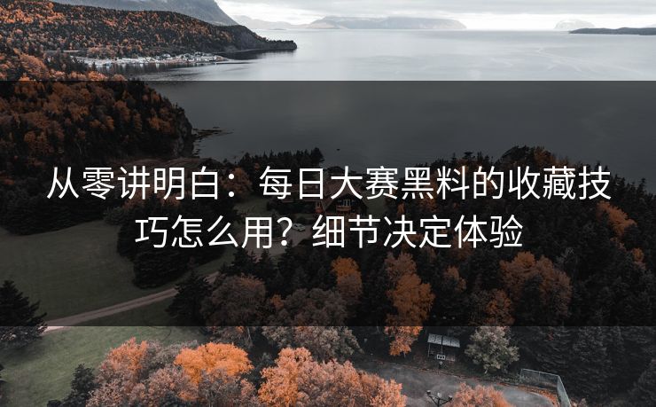 从零讲明白：每日大赛黑料的收藏技巧怎么用？细节决定体验