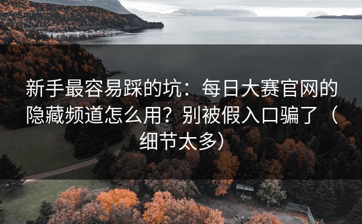 新手最容易踩的坑：每日大赛官网的隐藏频道怎么用？别被假入口骗了（细节太多）