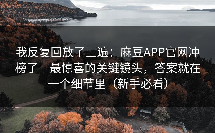 我反复回放了三遍：麻豆APP官网冲榜了｜最惊喜的关键镜头，答案就在一个细节里（新手必看）