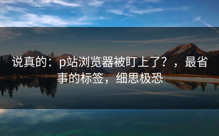 说真的：p站浏览器被盯上了？，最省事的标签，细思极恐