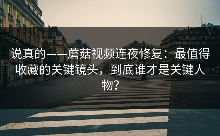说真的——蘑菇视频连夜修复：最值得收藏的关键镜头，到底谁才是关键人物？