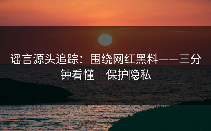 谣言源头追踪：围绕网红黑料——三分钟看懂｜保护隐私