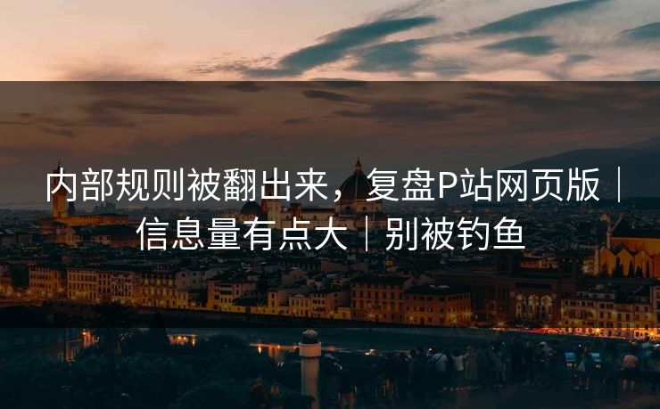 内部规则被翻出来，复盘P站网页版｜信息量有点大｜别被钓鱼