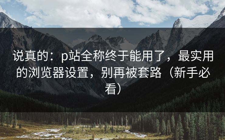说真的:p站全称终于能用了,最实用的浏览器设置,别再被套路(新手必看)