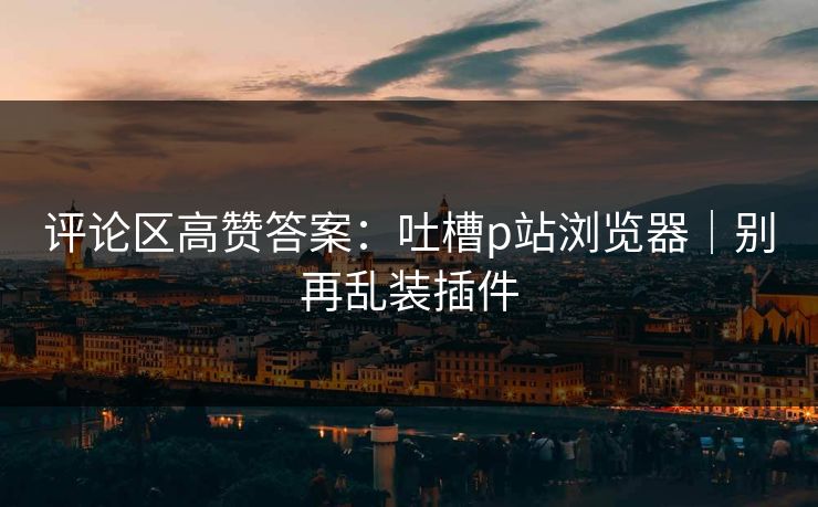 评论区高赞答案:吐槽p站浏览器|别再乱装插件
