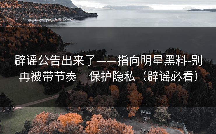 辟谣公告出来了——指向明星黑料-别再被带节奏｜保护隐私（辟谣必看）